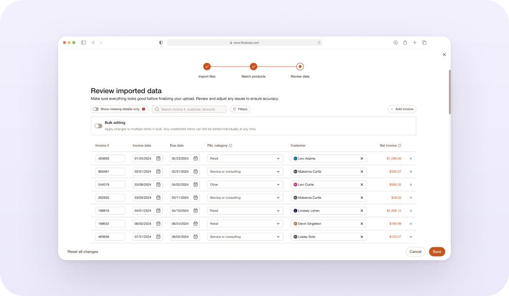 One Upload, Bulk Invoices